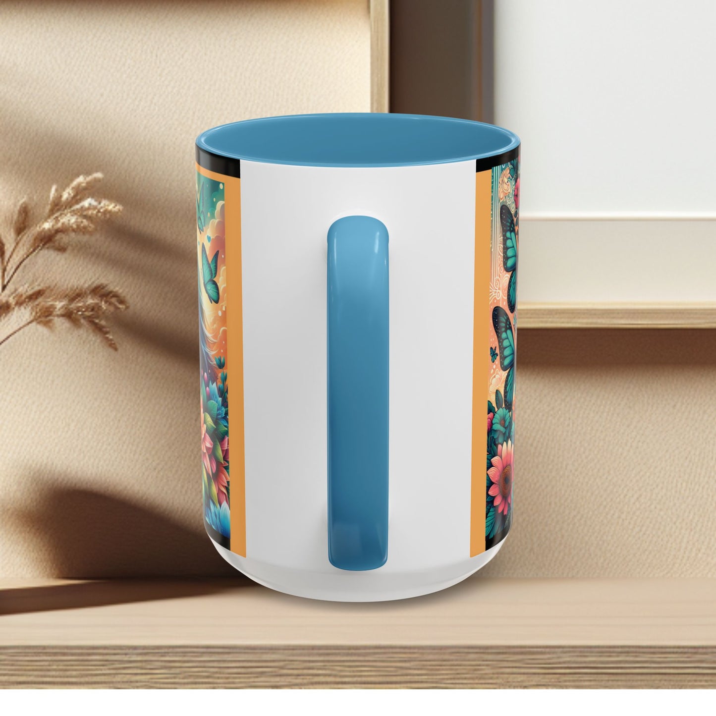 Coffee Mug Horses, Flowers, and Butterflies Mug