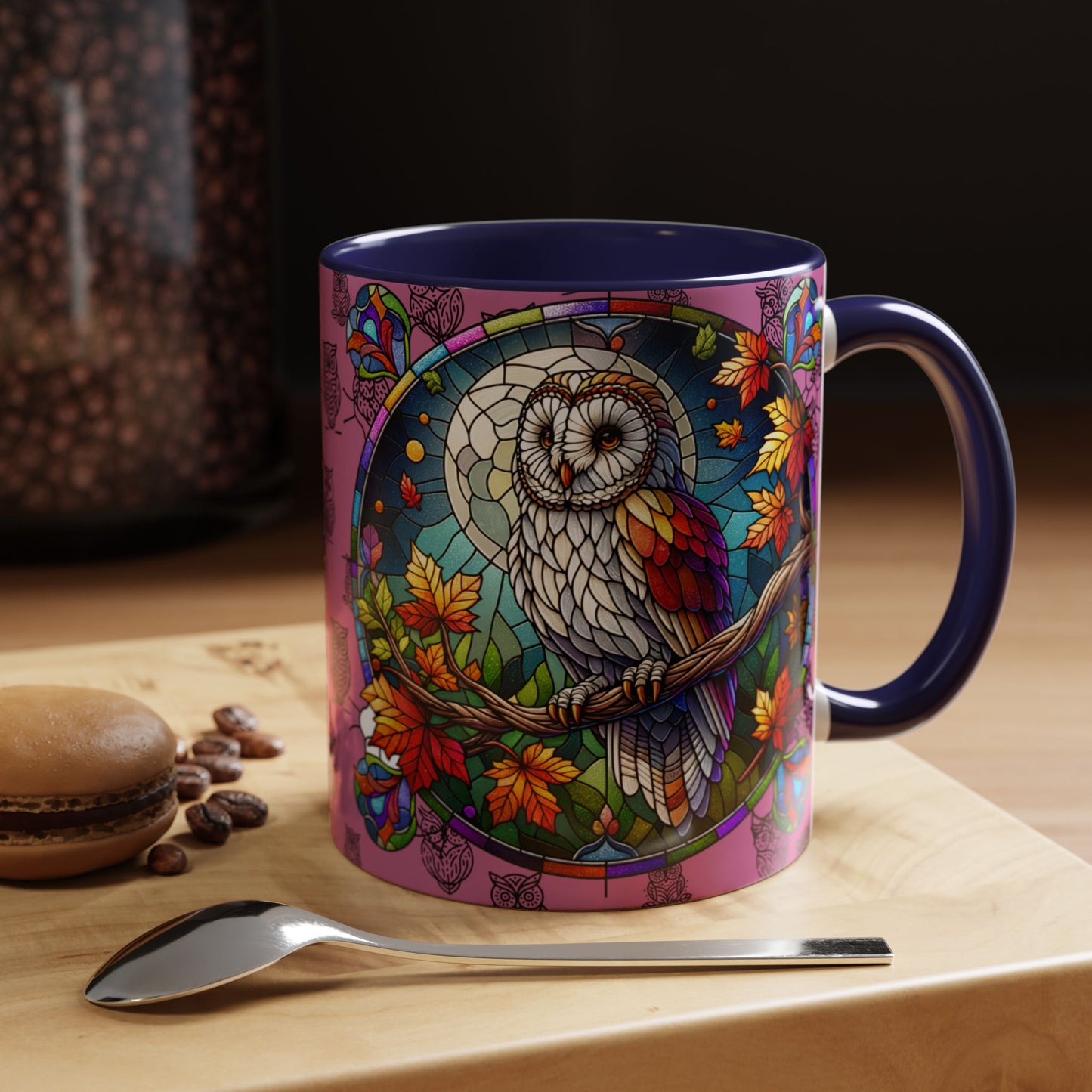 Coffee Mug -Colorful Stain Glass Owl Design