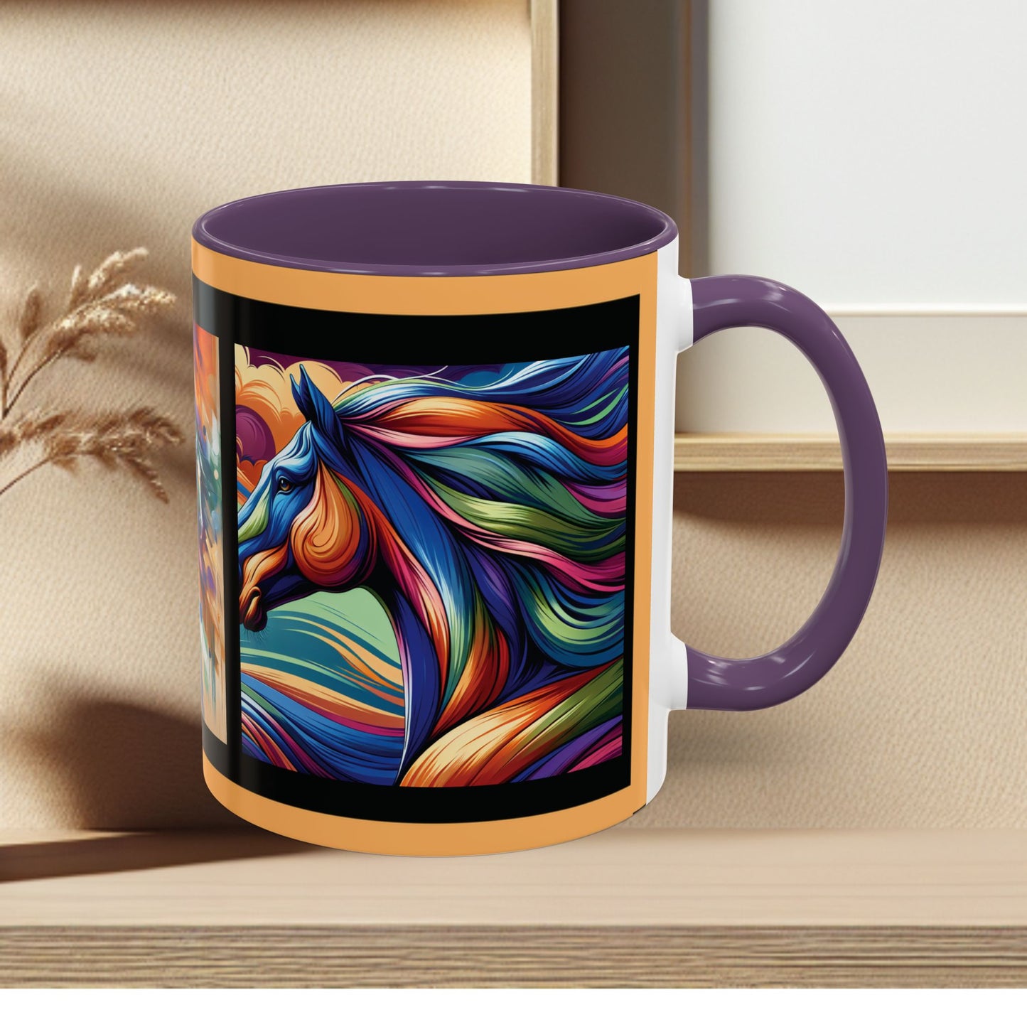 Mug Coffee Multi Color Horses 11oz 15oz