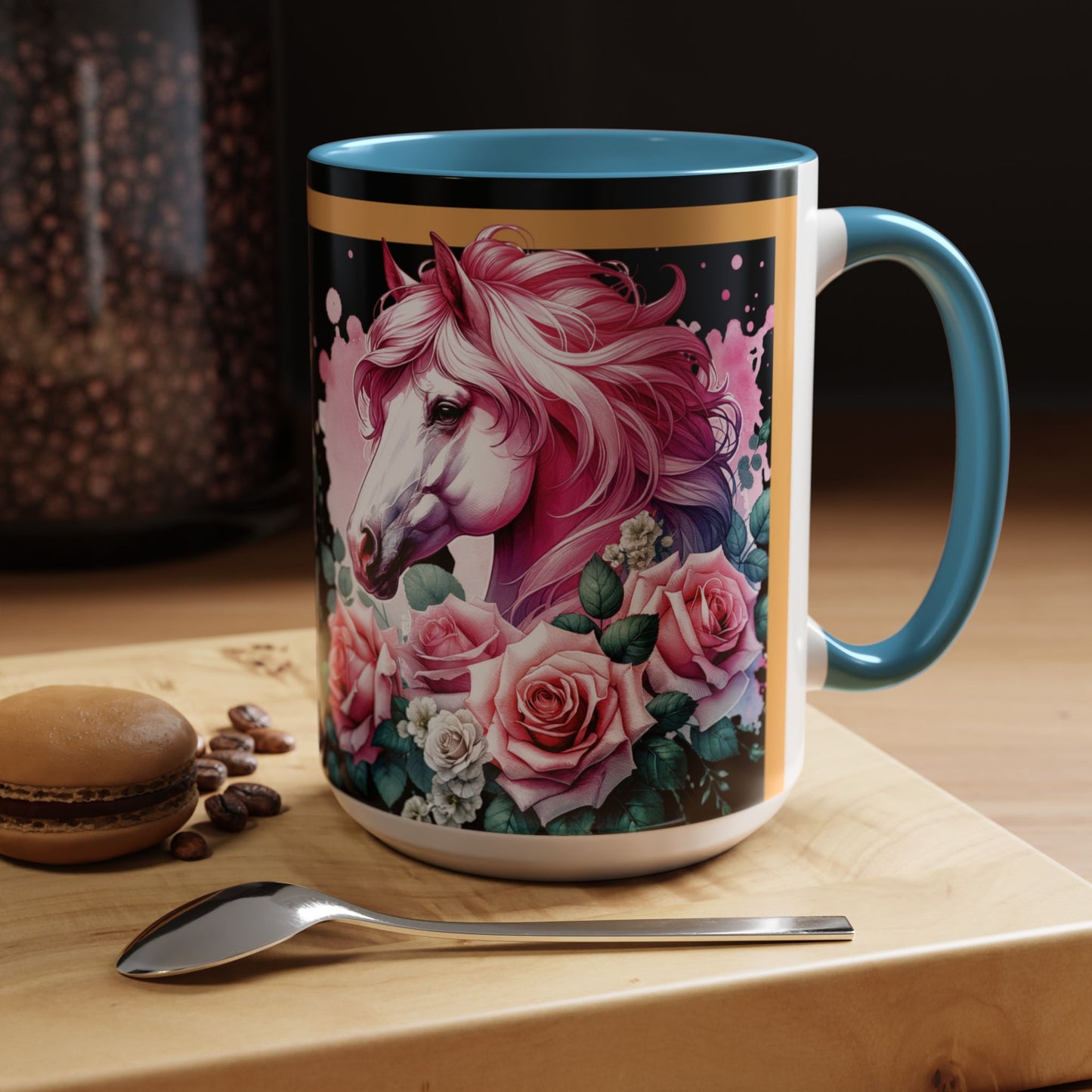 Coffee Mug Horses in Flowers 11oz 15oz