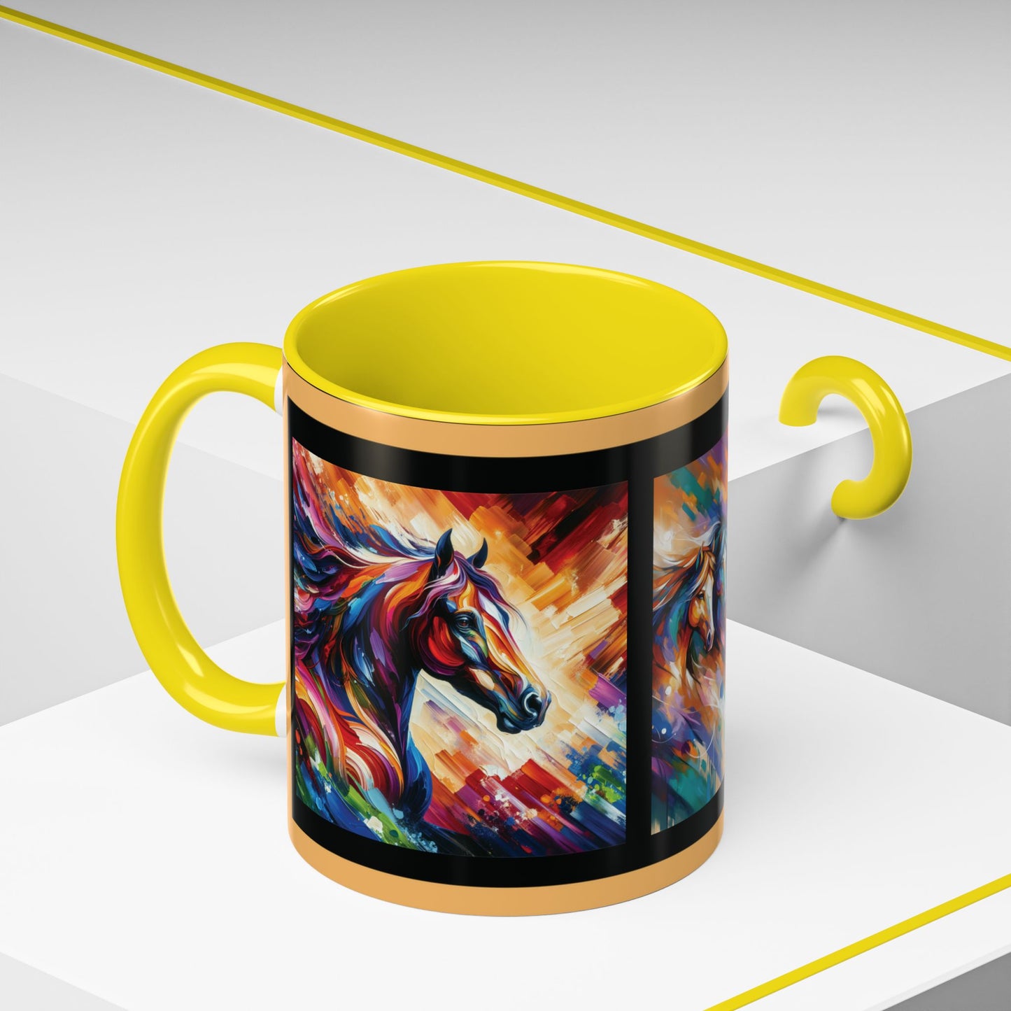 Mug Coffee Multi Color Horses 11oz 15oz