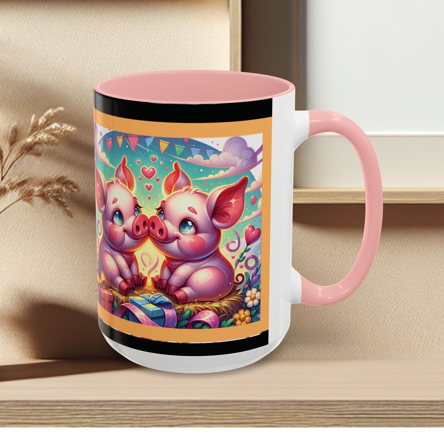 Coffee Mug Love Pigs Picknick 11, 15oz