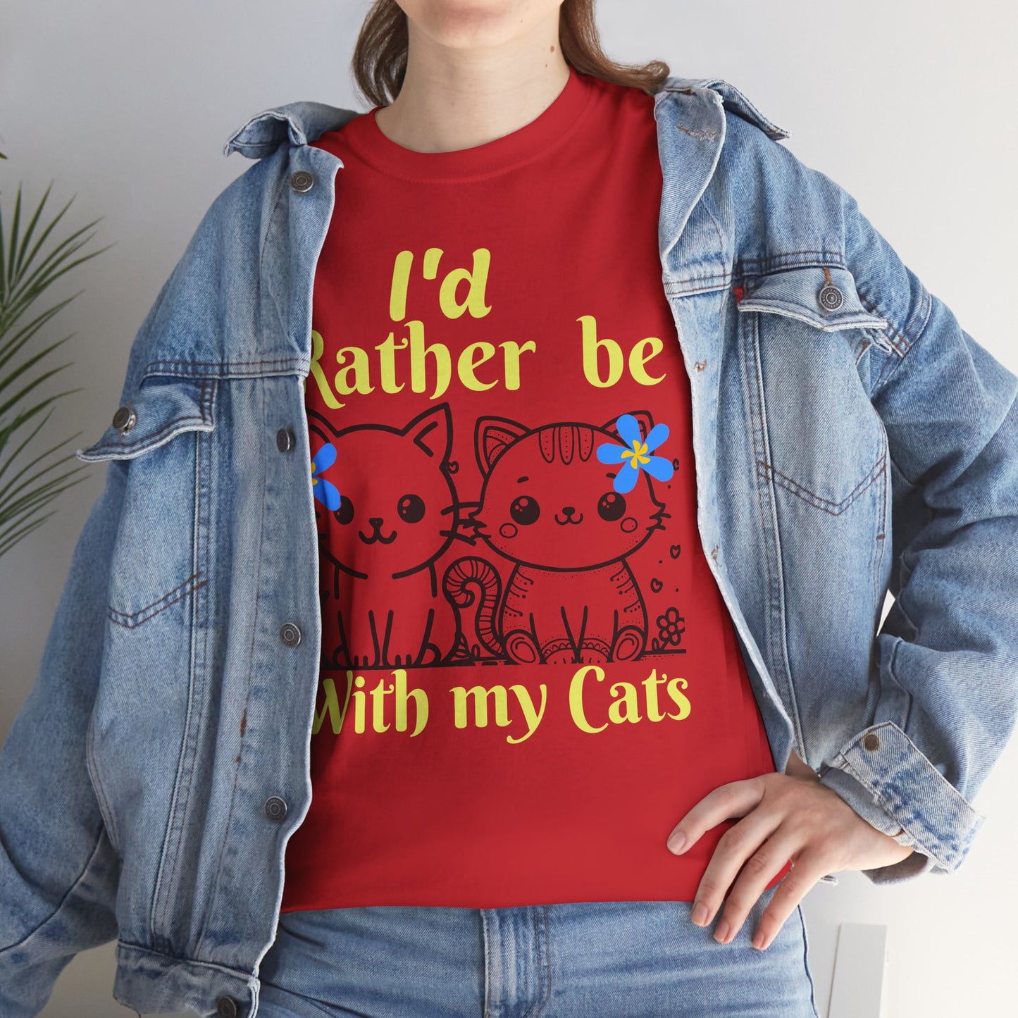 With my Cats Heavy Cotton Tee | Cat Lover Gift | Colorful Fun Shirt | Cute Animal Apparel | Perfect for Birthdays & Pet Lovers