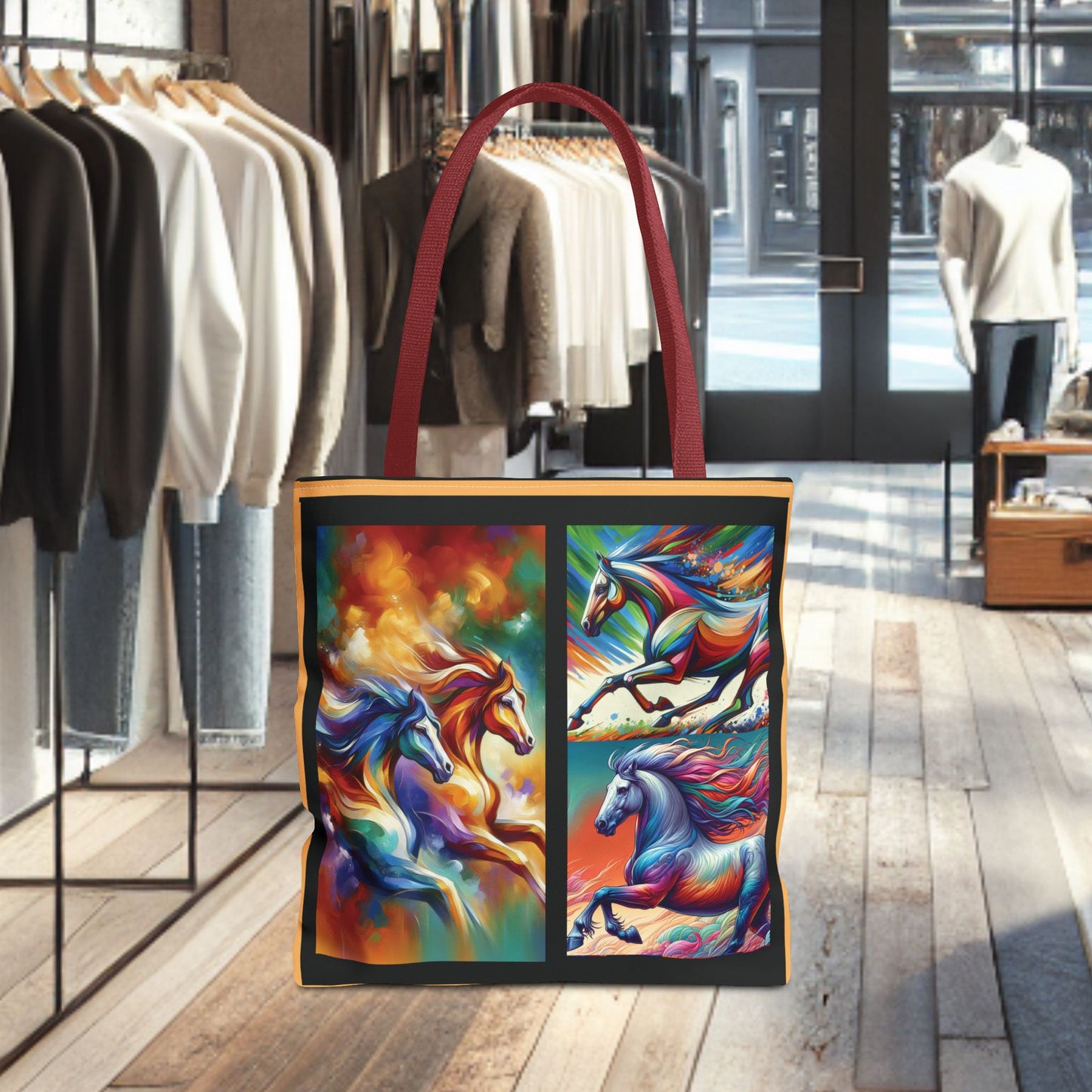Multi-Color Cloud Horses Tote Bag