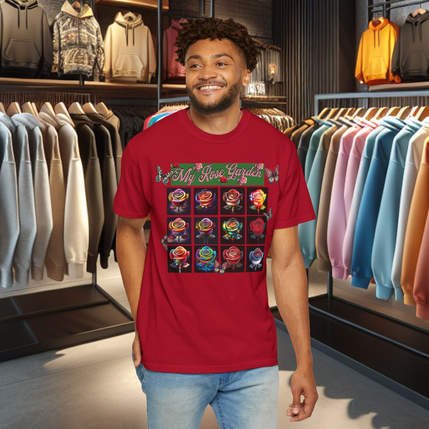 Floral T-Shirt for Flower Lovers - My Rose Garden a Colorful Floral Design