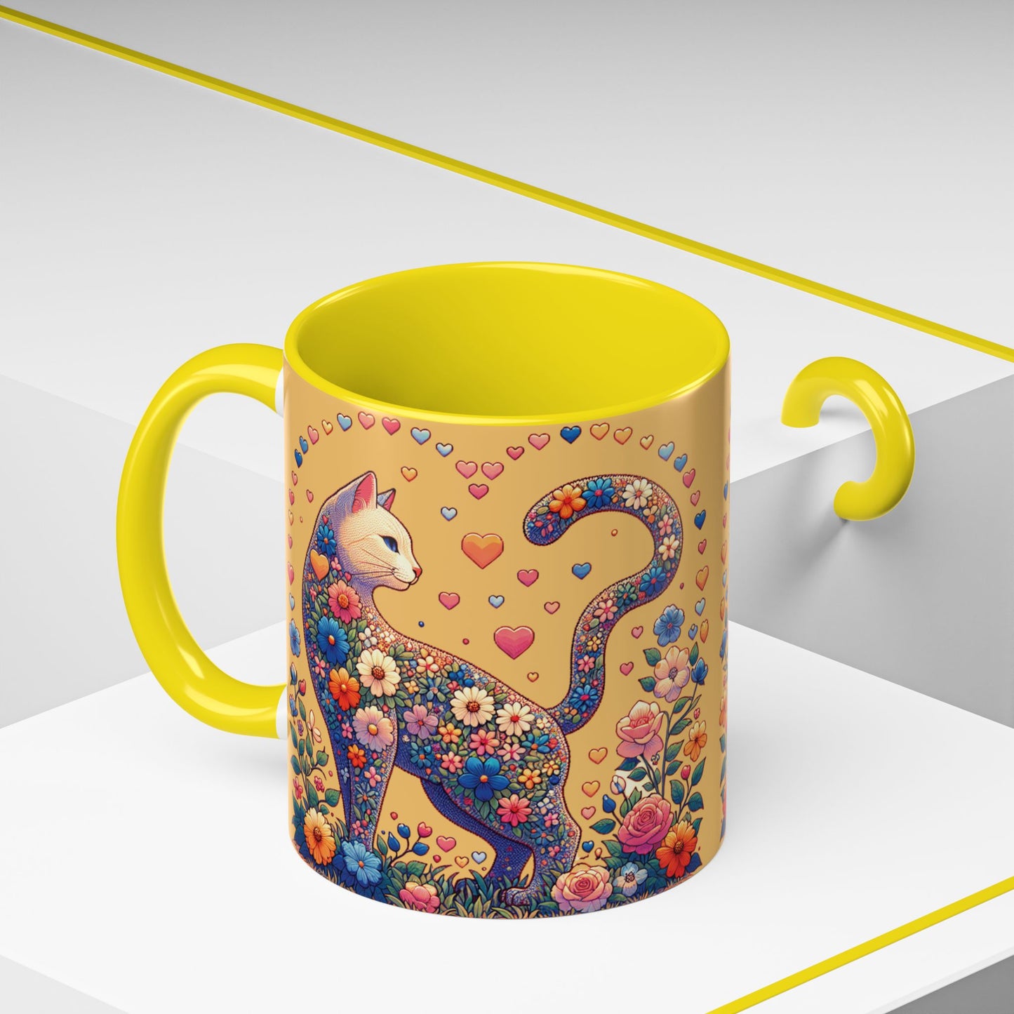 Mug- Loving Cat - Accent Coffee Mug (11oz, 15oz) (AOP)