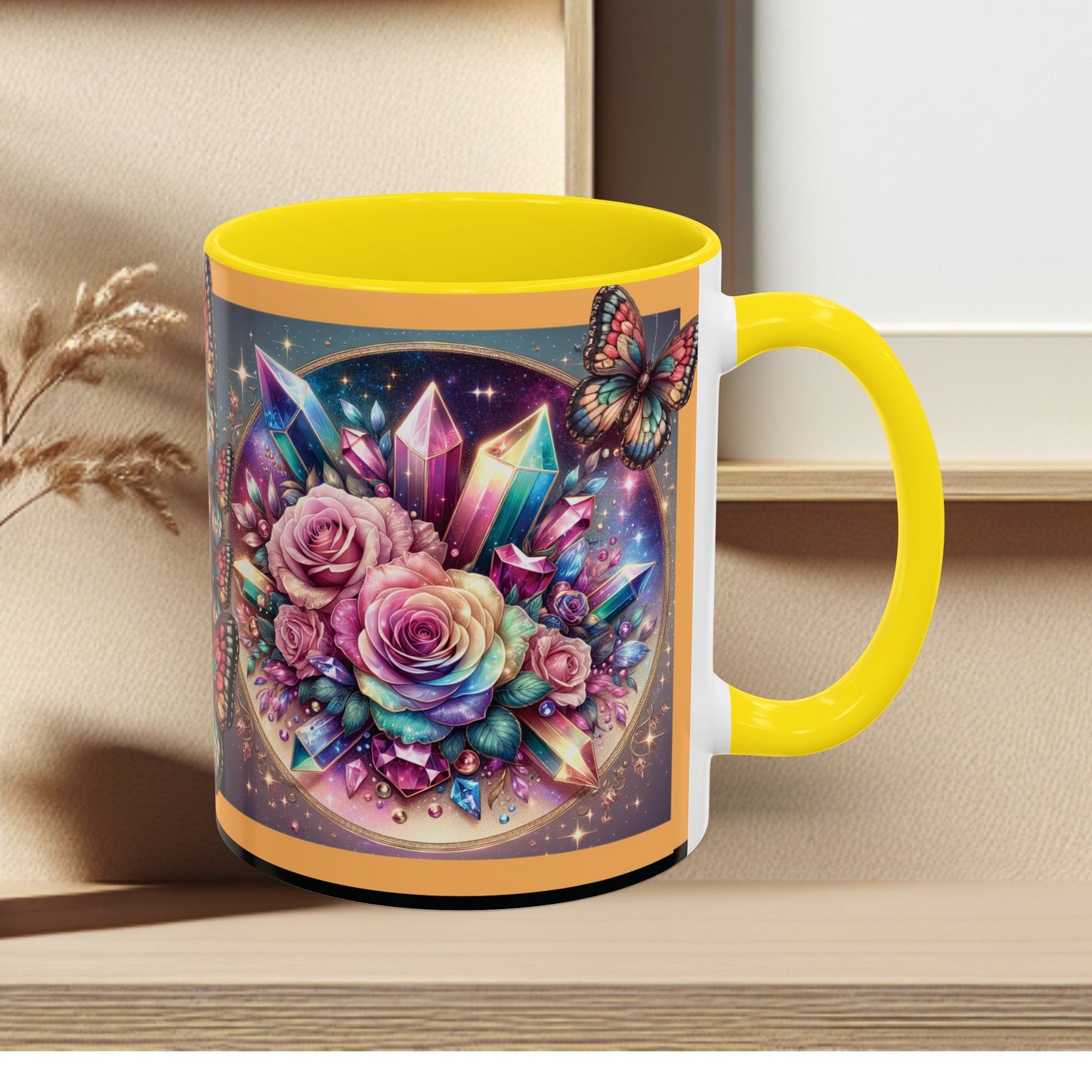 Coffee Mug Butterflys and Flowers