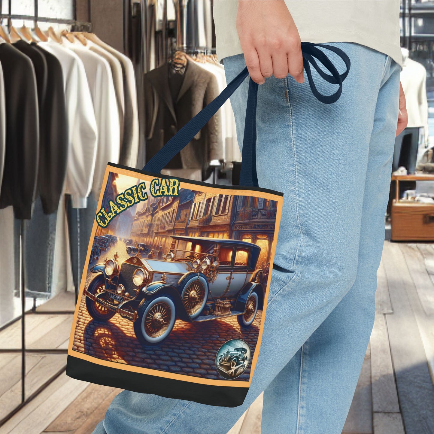 Tote Bag-Classic Car Blue Tote Bag -
