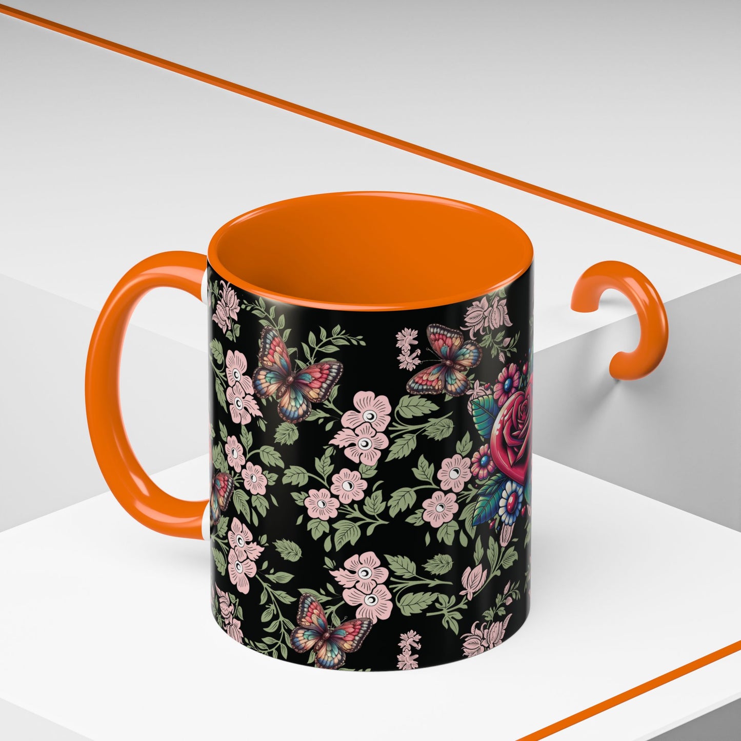 Floral Coffee Mug Black