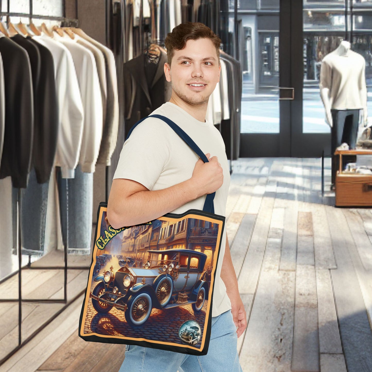 Tote Bag-Classic Car Blue Tote Bag -