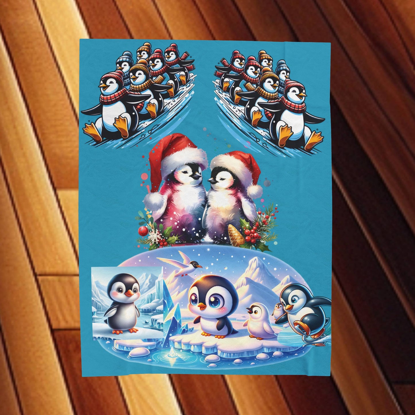 Penguins at Play - Velveteen Plush Blanket