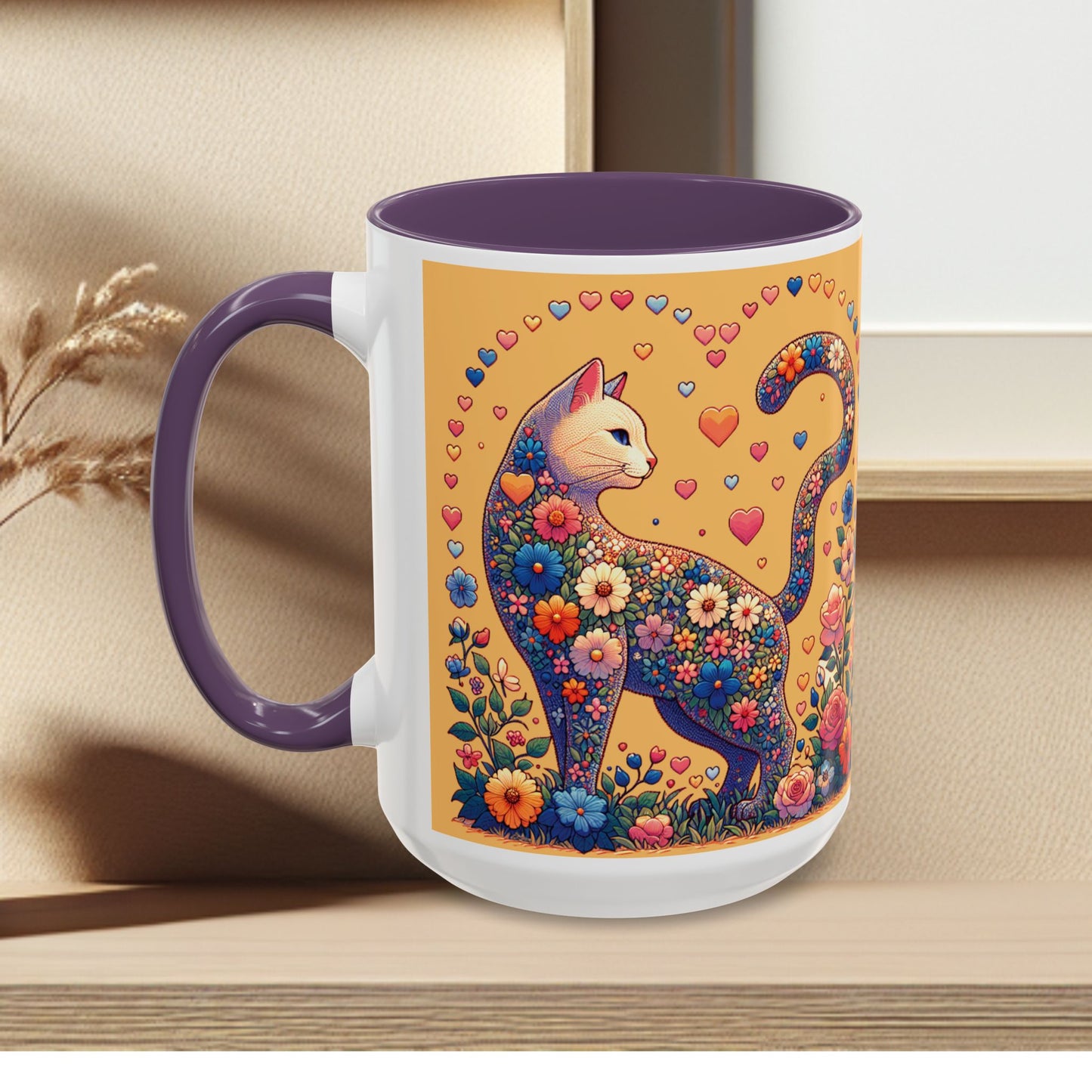 Mug- Loving Cat - Accent Coffee Mug (11oz, 15oz) (AOP)