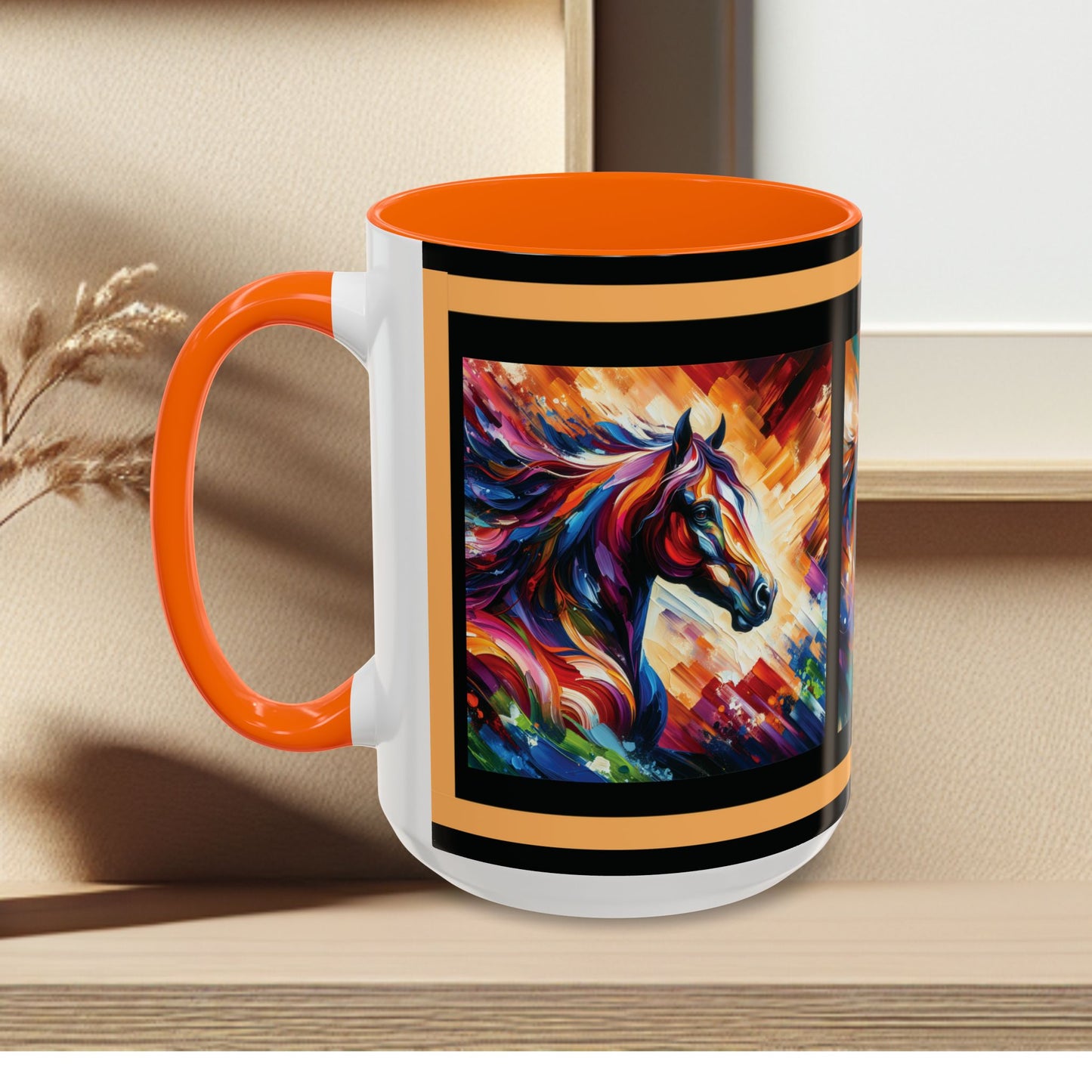 Mug Coffee Multi Color Horses 11oz 15oz