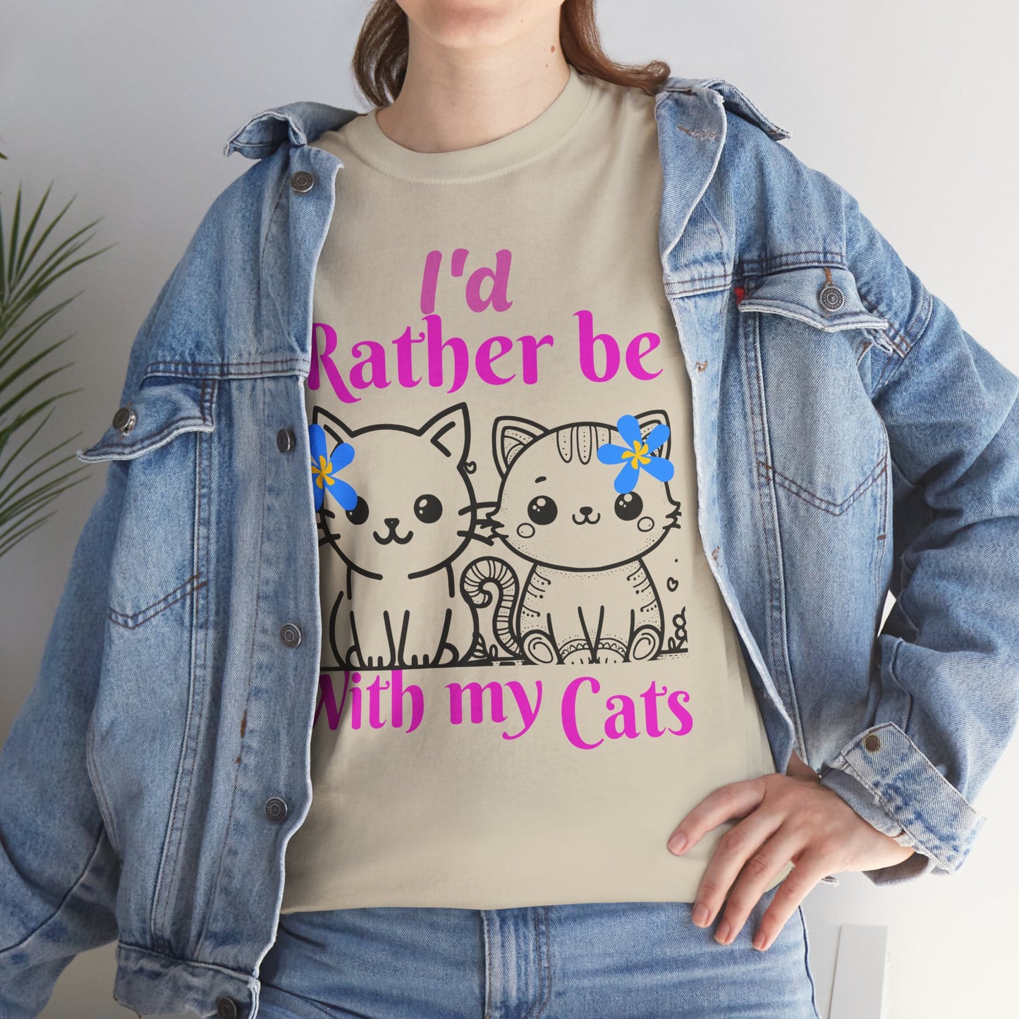 With my Cats Heavy Cotton Tee | Cat Lover Gift | Colorful Fun Shirt | Cute Animal Apparel | Perfect for Birthdays & Pet Lovers