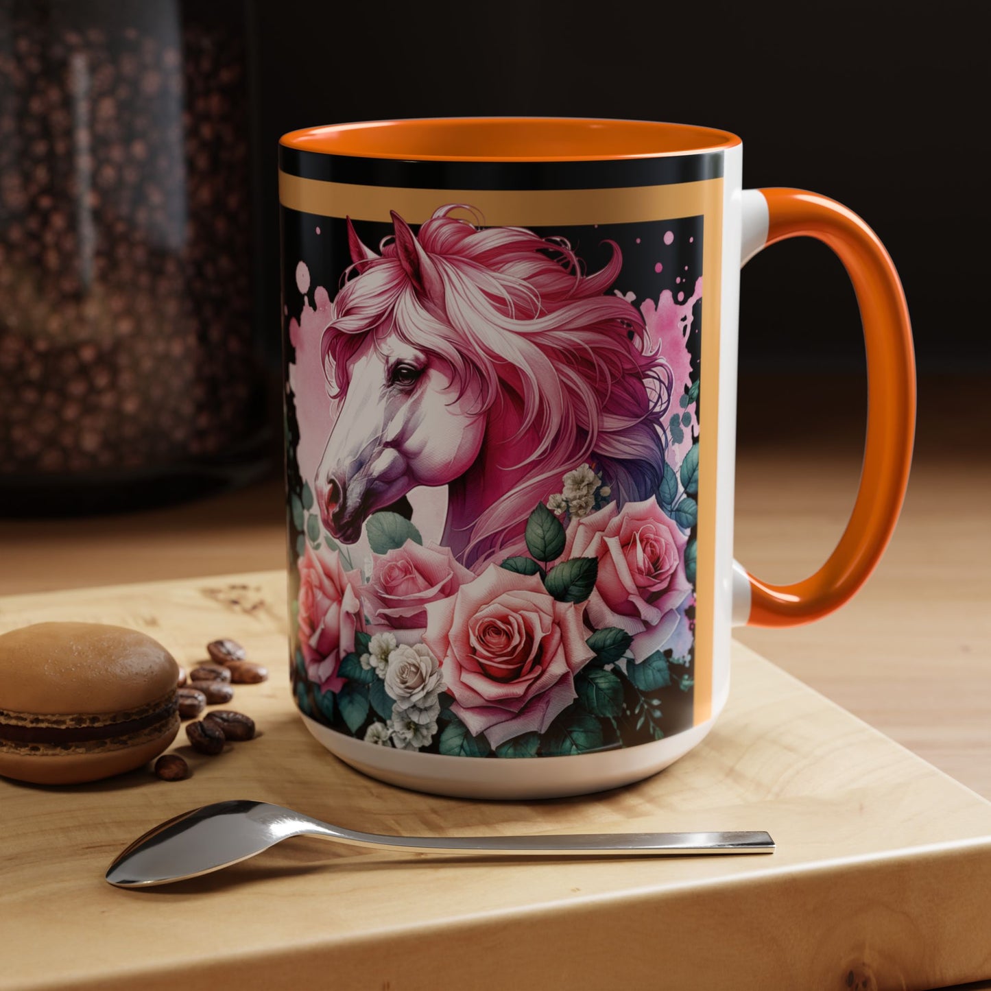 Coffee Mug Horses in Flowers 11oz 15oz