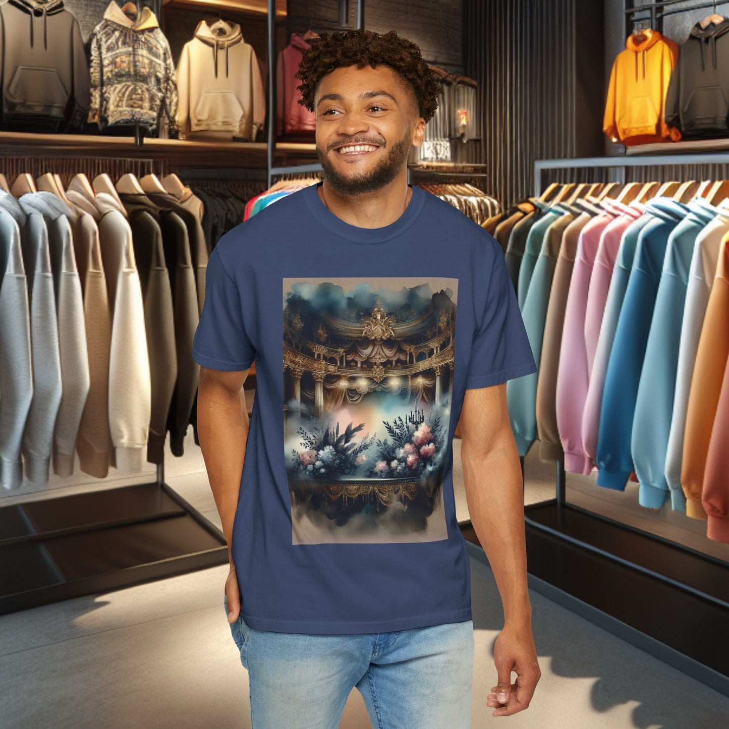 Dreamy Garden Unisex Garment-Dyed T-shirt - Artistic Floral Print - Perfect for Everyday Wear and Gifting