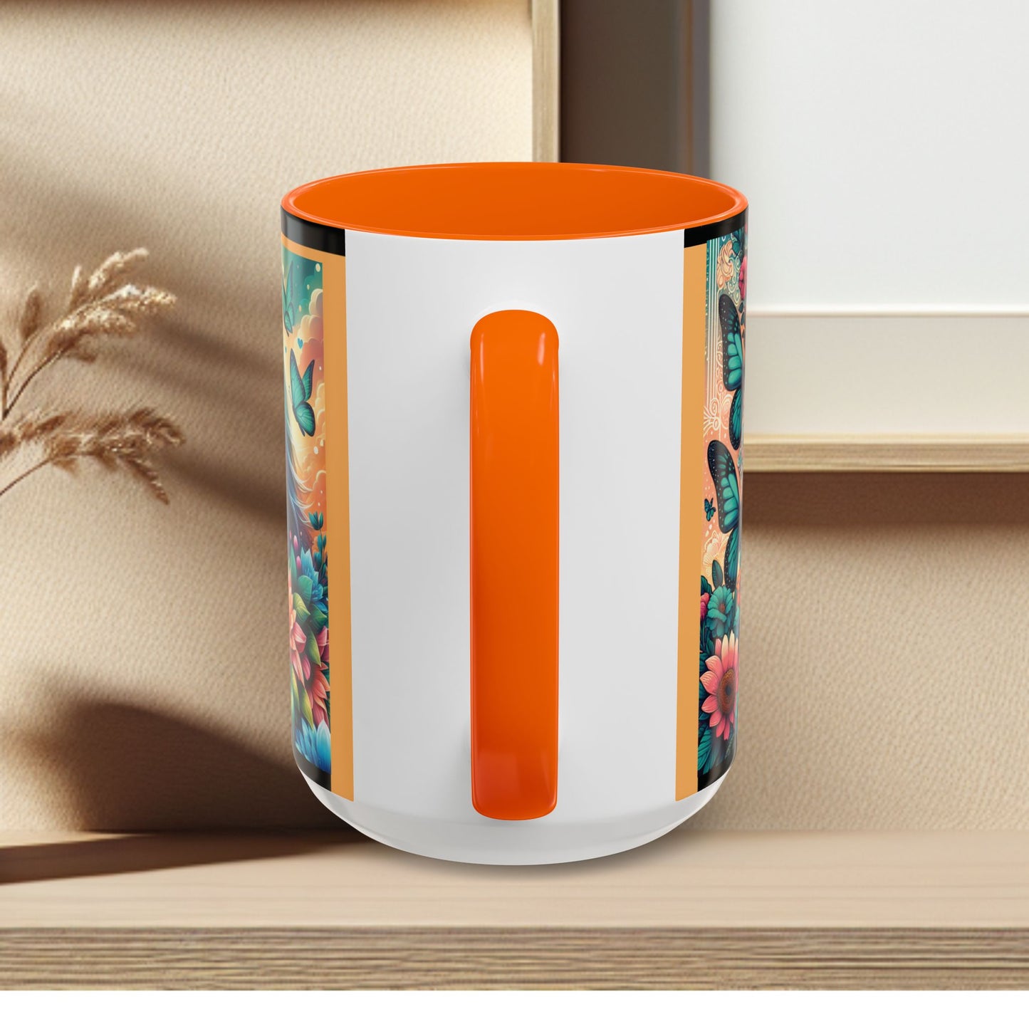 Coffee Mug Horses, Flowers, and Butterflies Mug