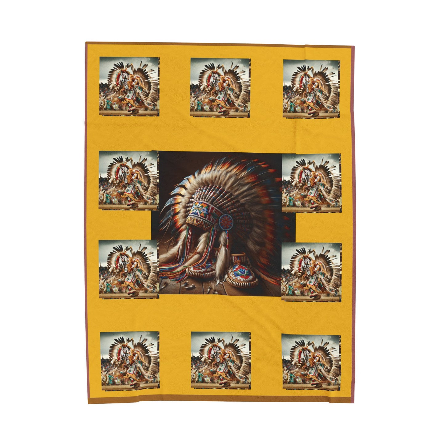Native Pow-Wow Dancer Velveteen Blanket