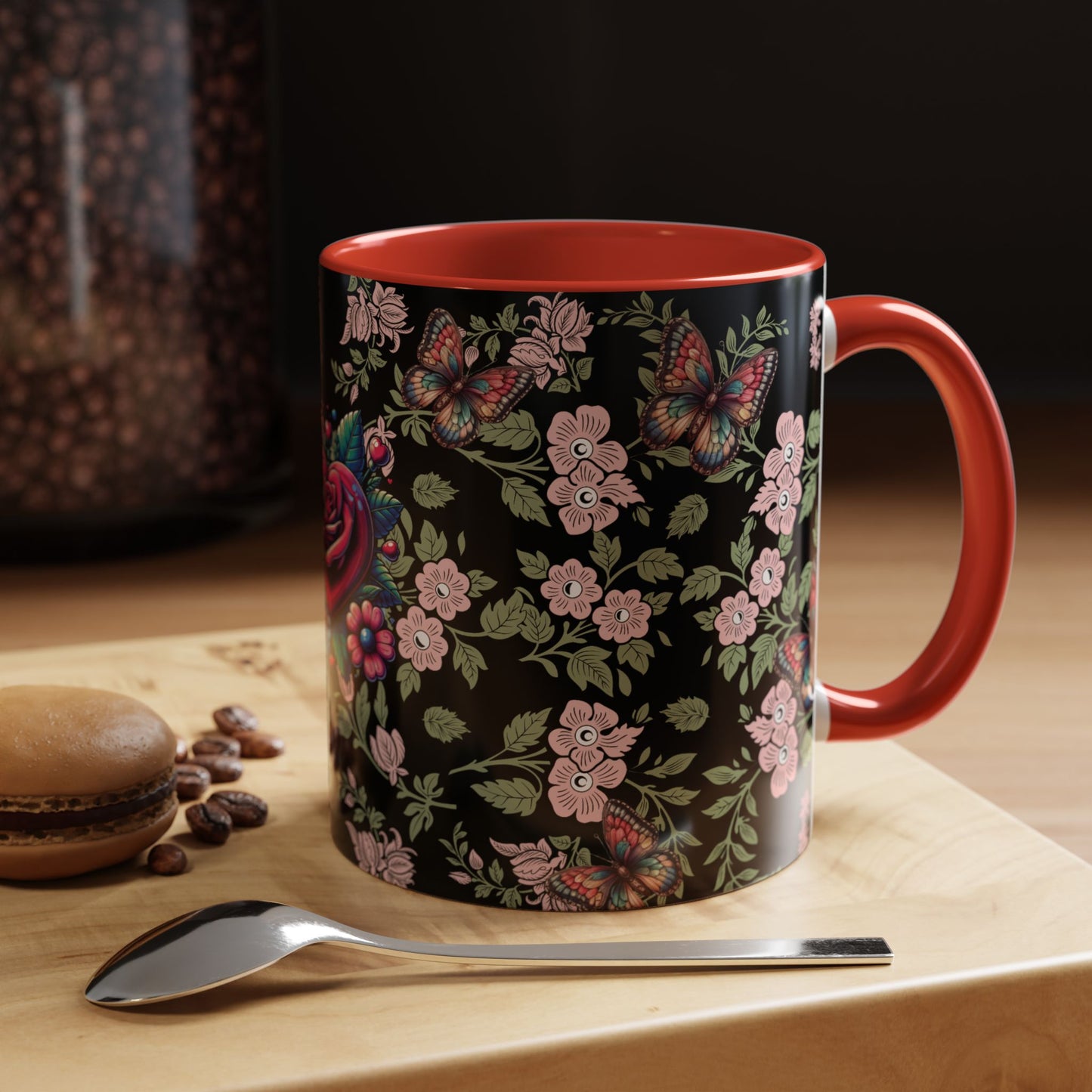 Floral Coffee Mug Black