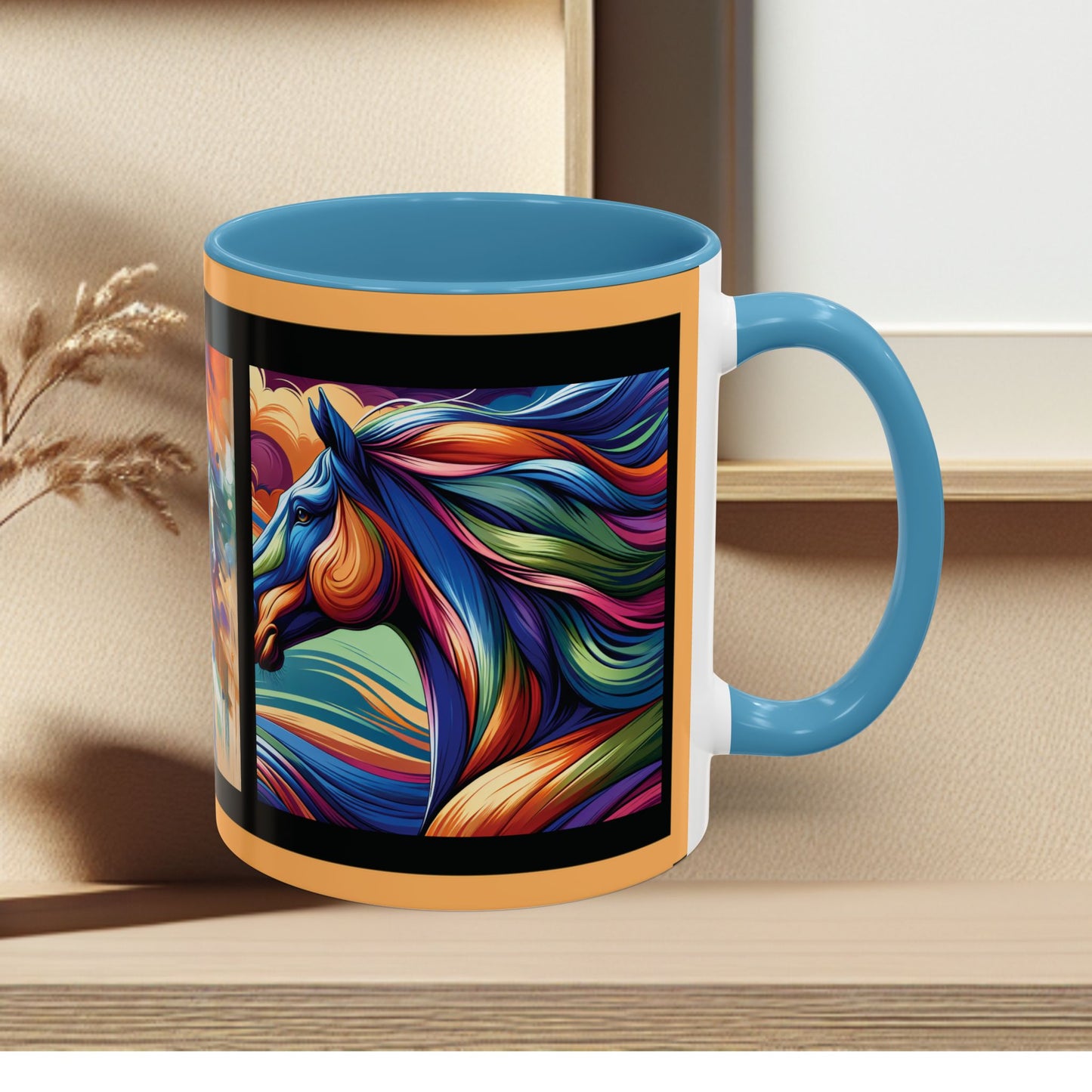 Mug Coffee Multi Color Horses 11oz 15oz
