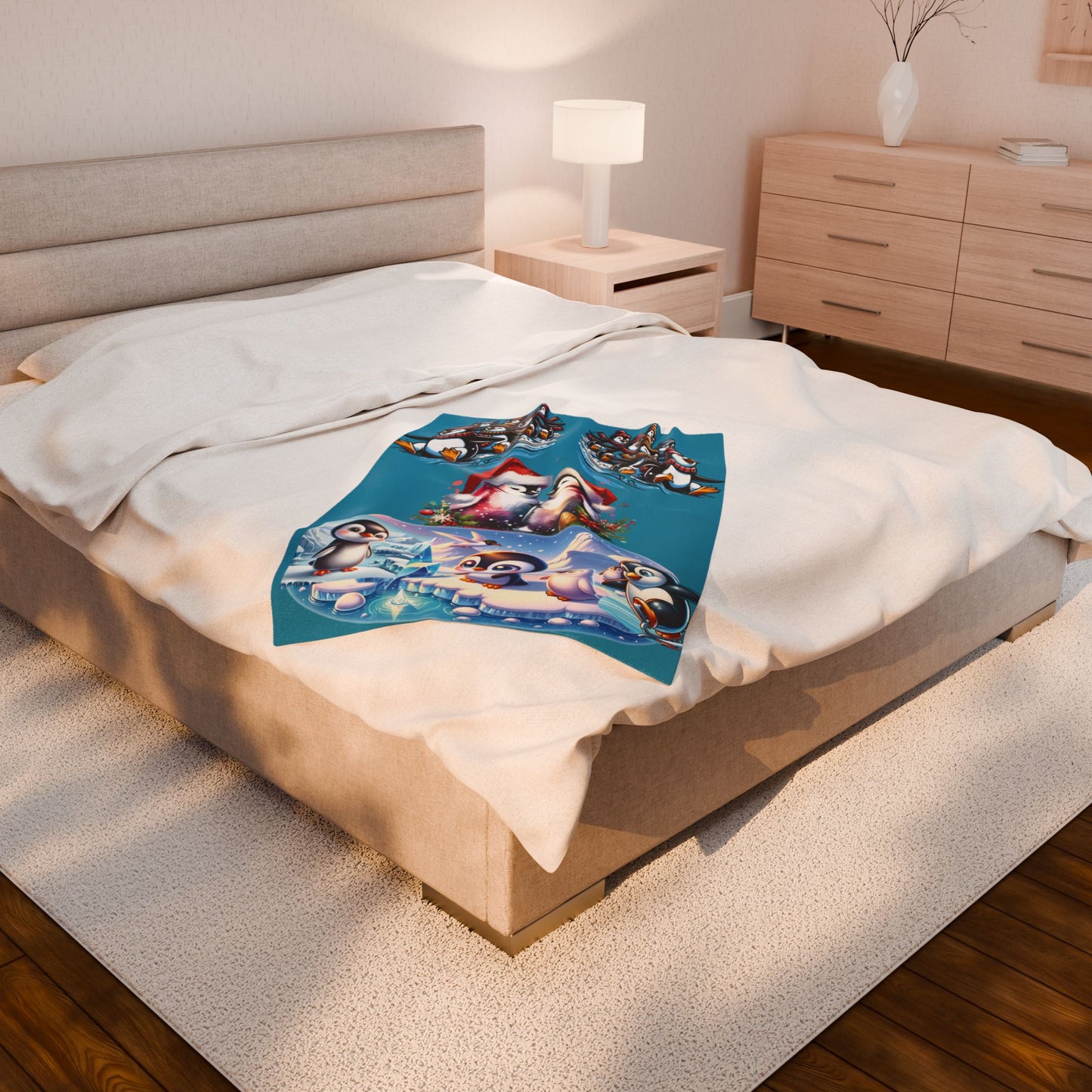 Penguins at Play - Velveteen Plush Blanket