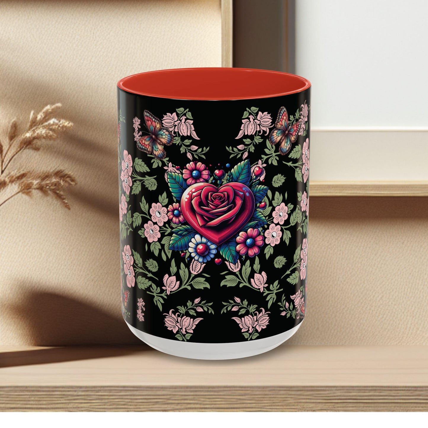 Floral Coffee Mug Black