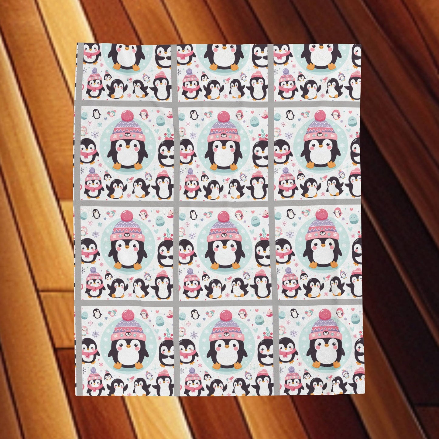 Penguins Velveteen Plush Blanket