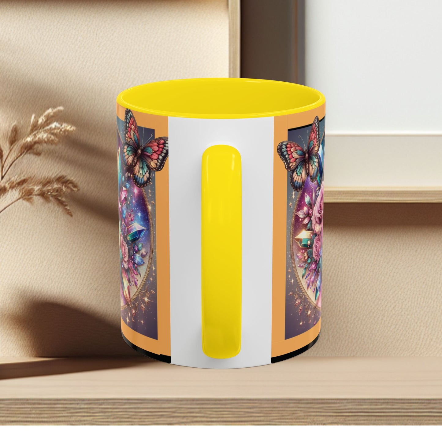 Coffee Mug Butterflys and Flowers