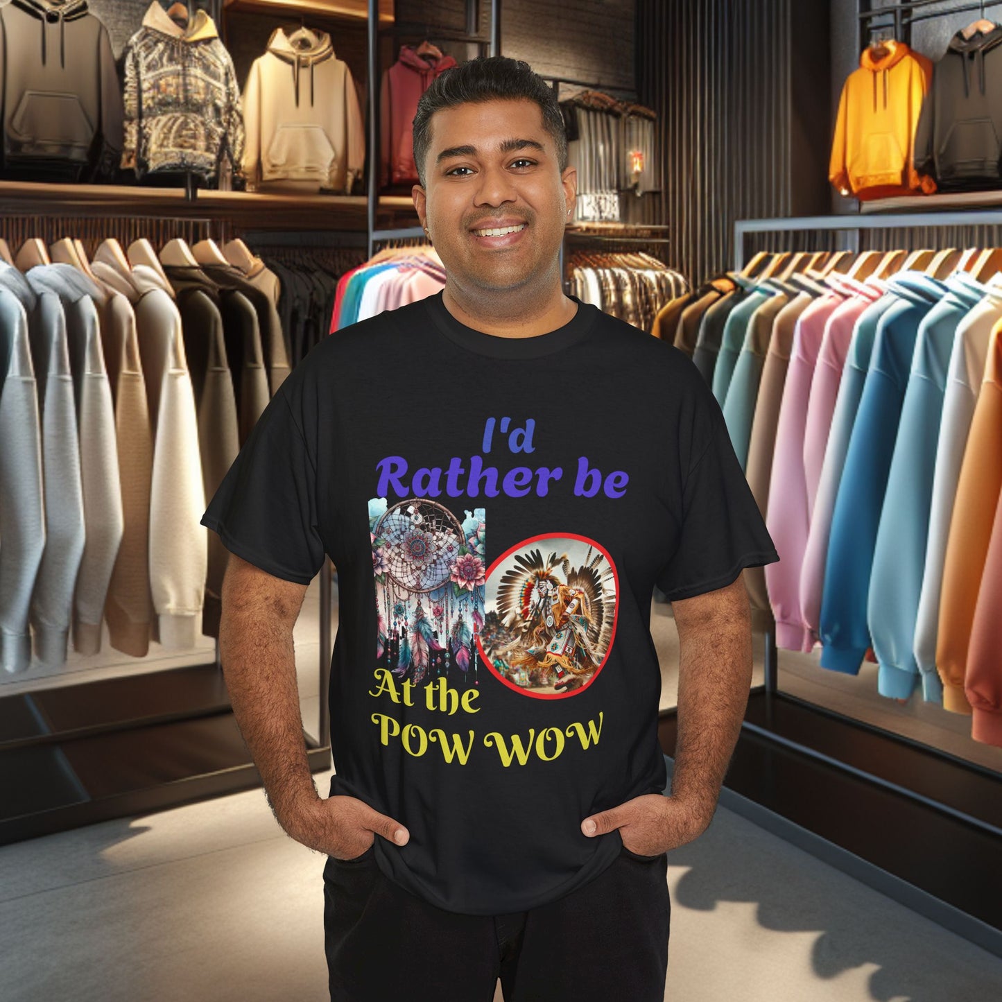 I'd Rather be at the POW-WOW- Heavy Cotton Tee