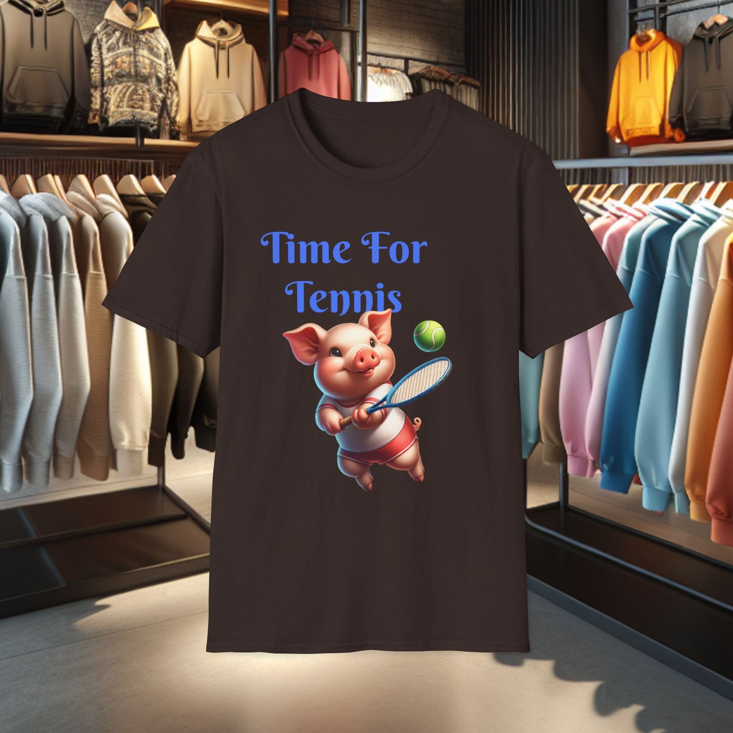 Pig Playing Tennis Unisex T-Shirt - Time For Tennis