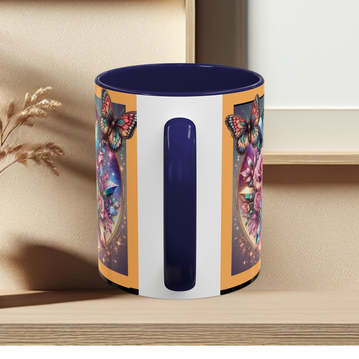 Coffee Mug Butterflys and Flowers