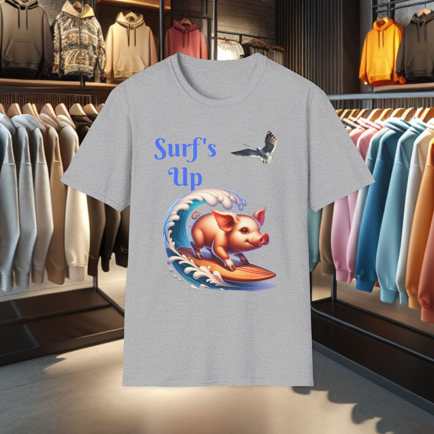 Pig Surfing Unisex T-Shirt - Surf's Up