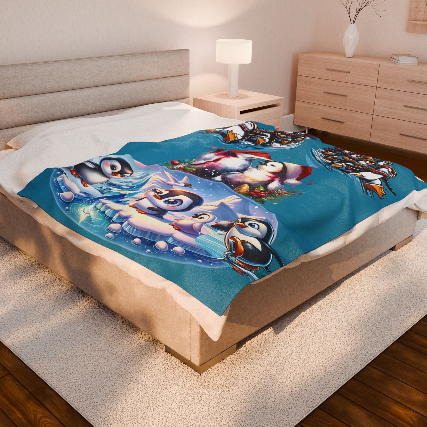 Penguins at Play - Velveteen Plush Blanket