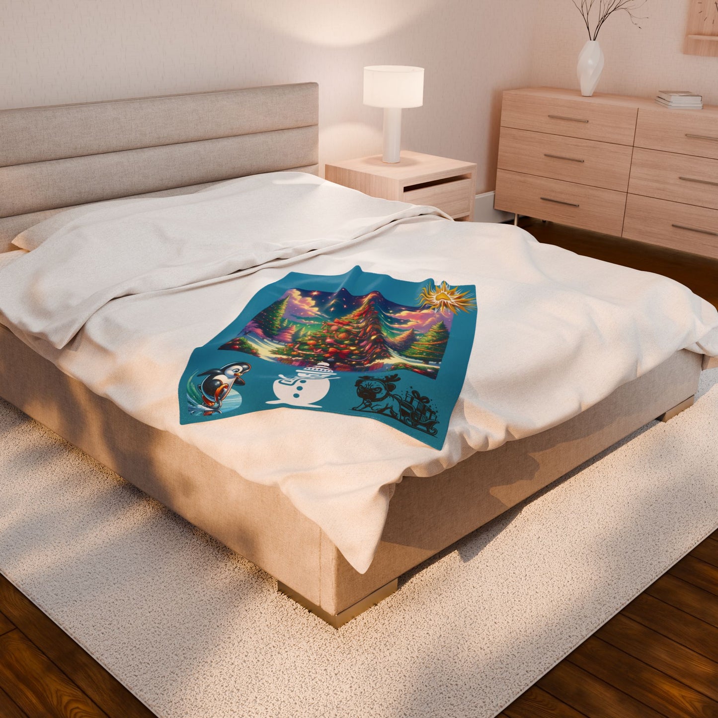 Christmas in the Forest Velveteen Plush Blanket