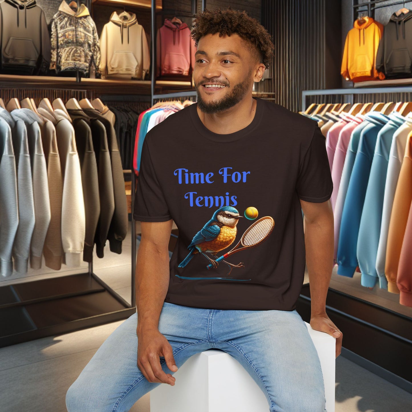 Blue Bird Playing Tennis Unisex T-Shirt - Time ForTennis