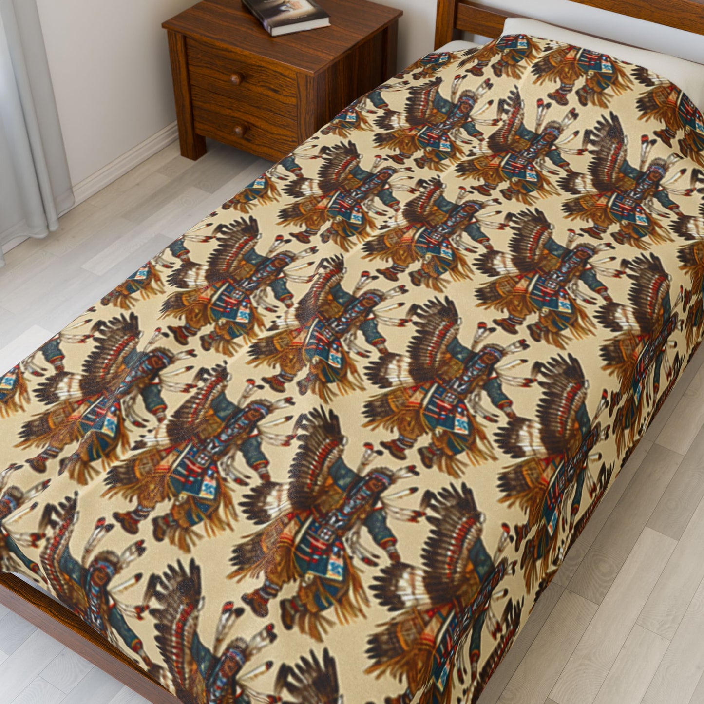 American Native Pow-Wow Dancers Velveteen Plush Blanket