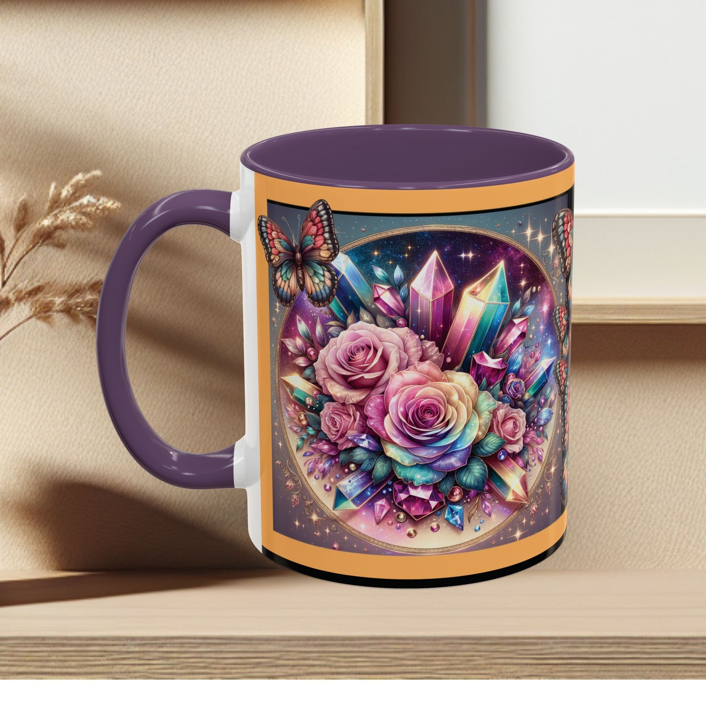 Coffee Mug Butterflys and Flowers