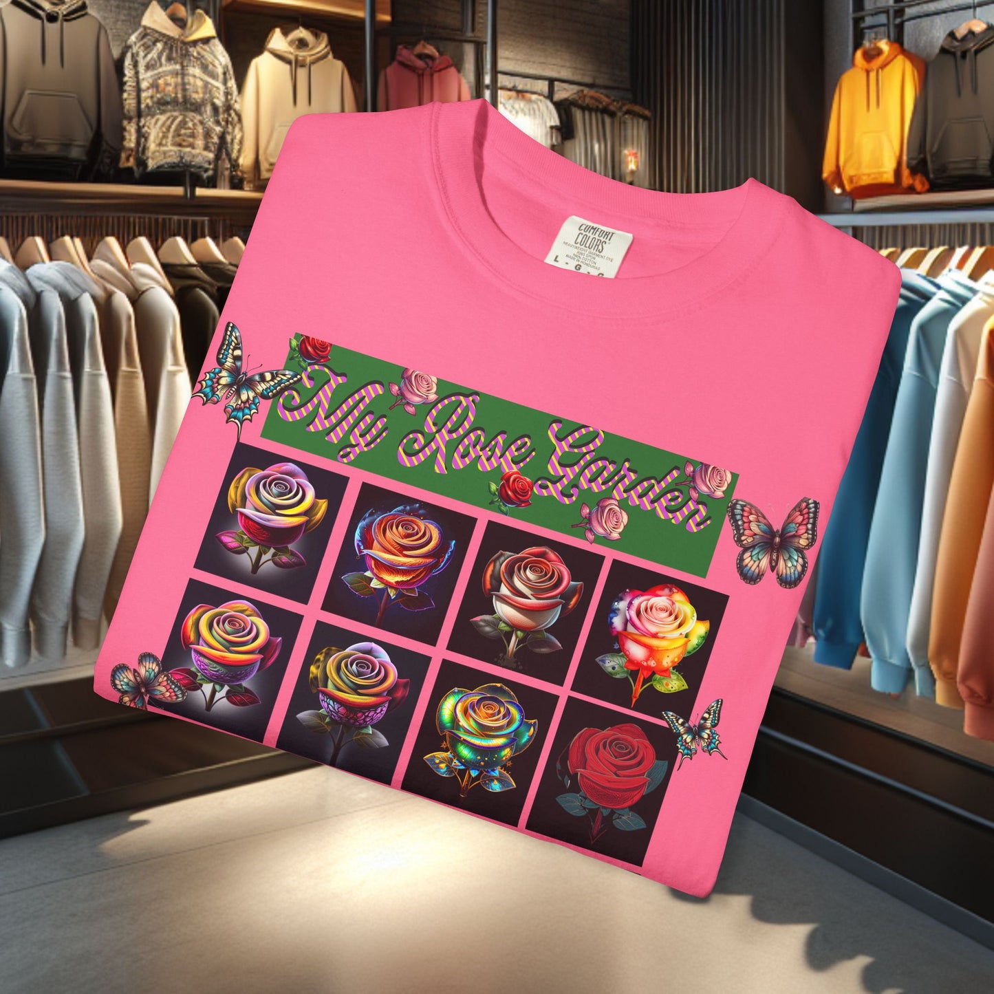 Floral T-Shirt for Flower Lovers - My Rose Garden a Colorful Floral Design