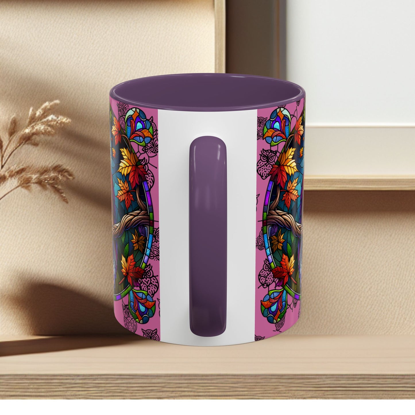 Coffee Mug -Colorful Stain Glass Owl Design