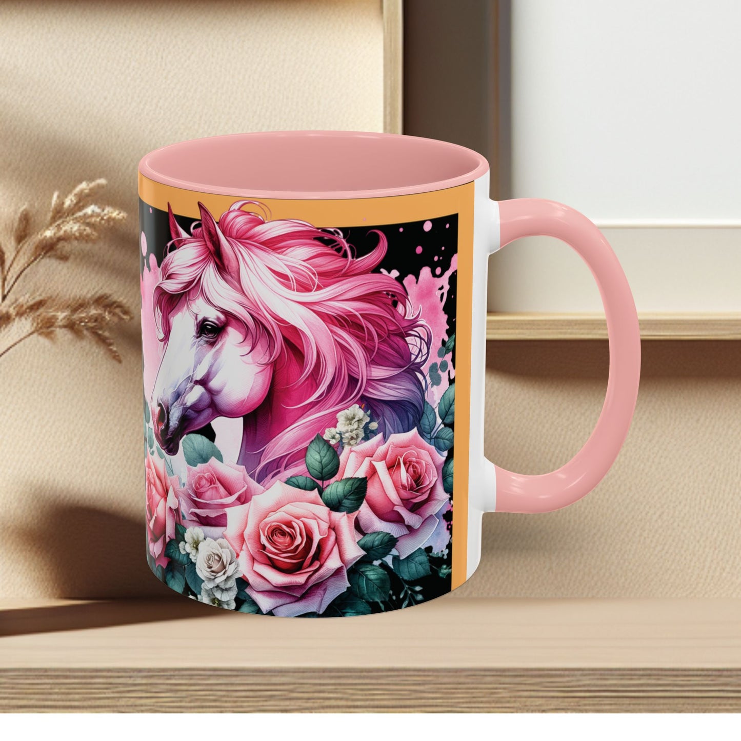 Coffee Mug Horses in Flowers 11oz 15oz