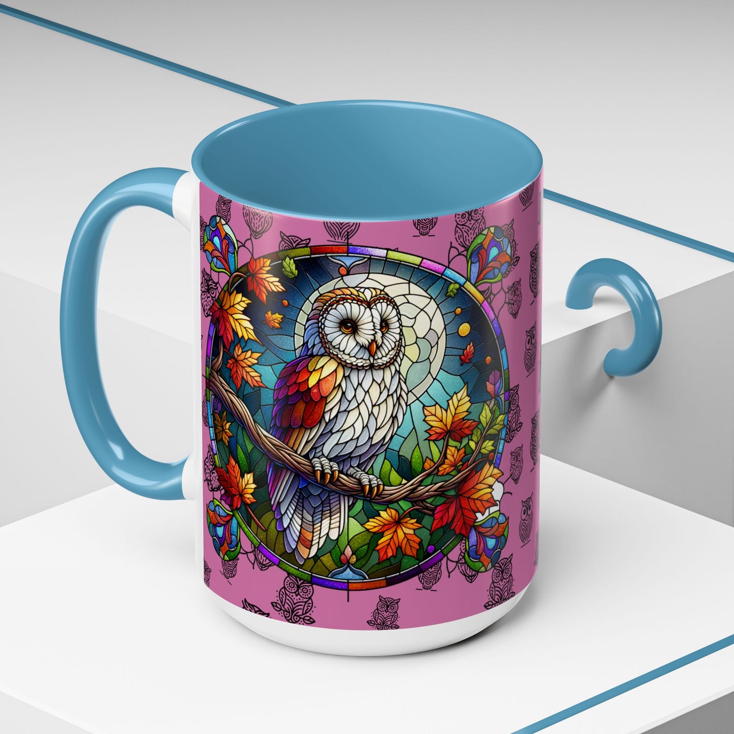 Coffee Mug -Colorful Stain Glass Owl Design