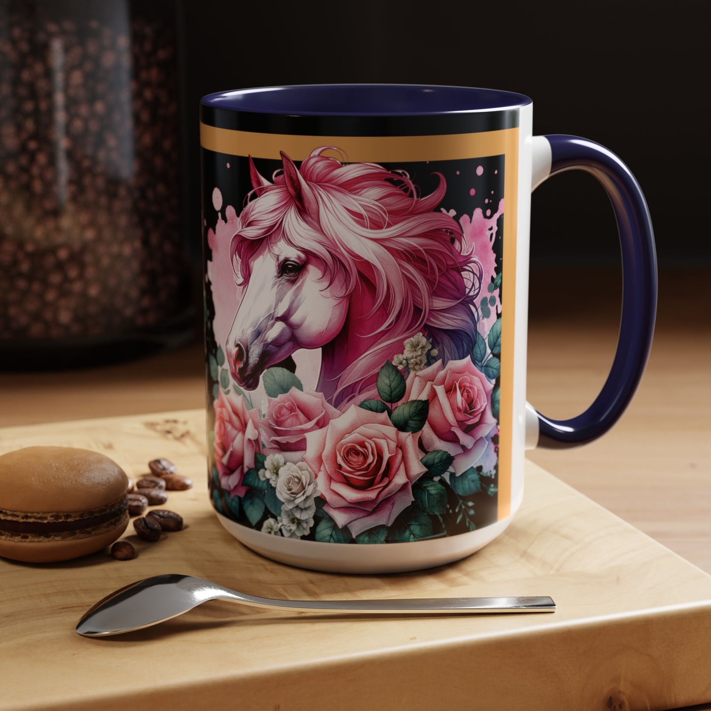 Coffee Mug Horses in Flowers 11oz 15oz