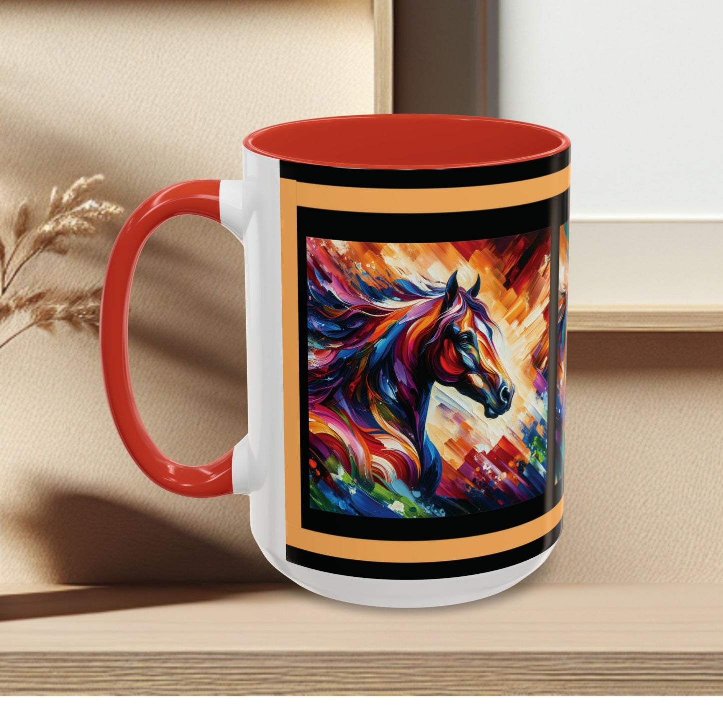 Mug Coffee Multi Color Horses 11oz 15oz
