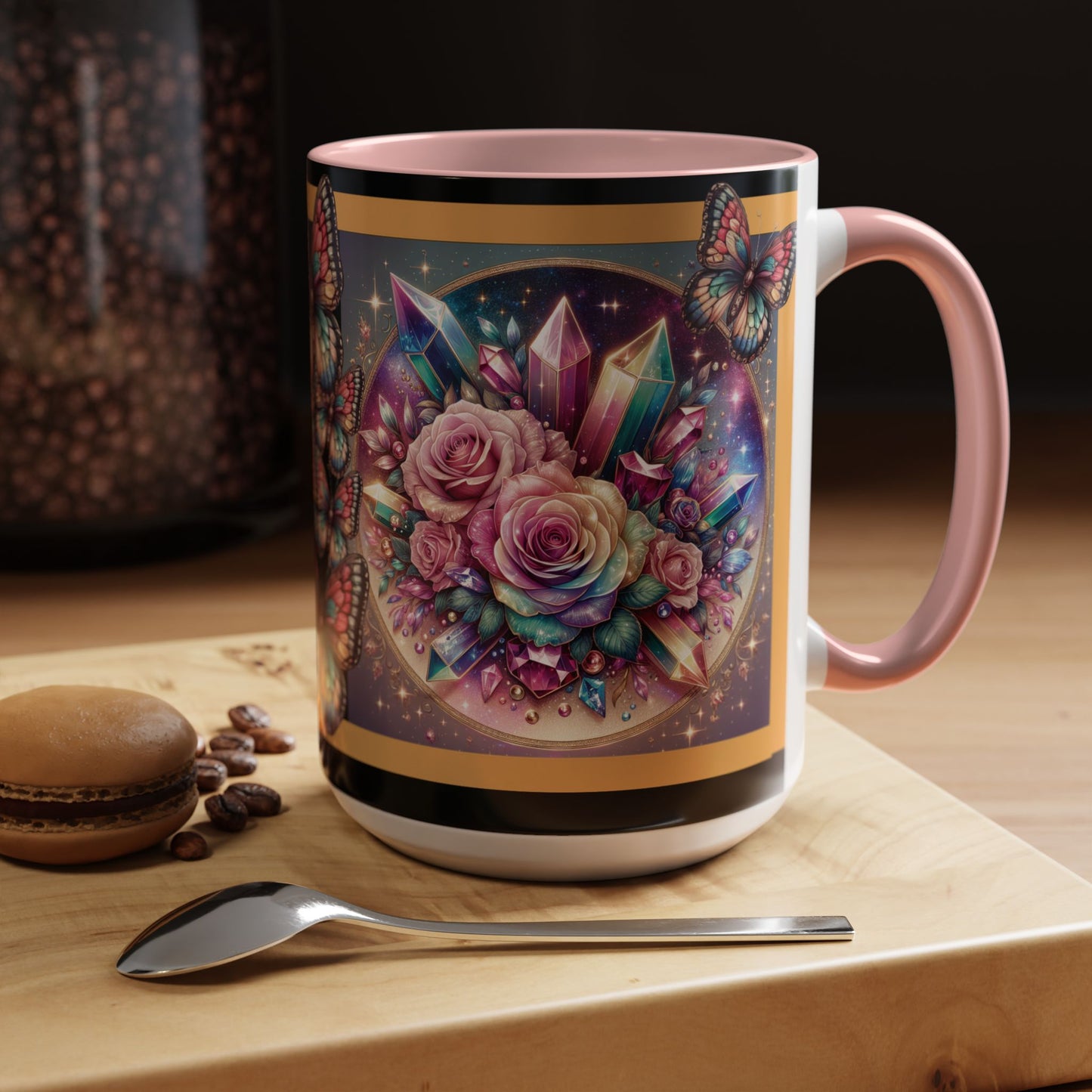 Coffee Mug Butterflys and Flowers