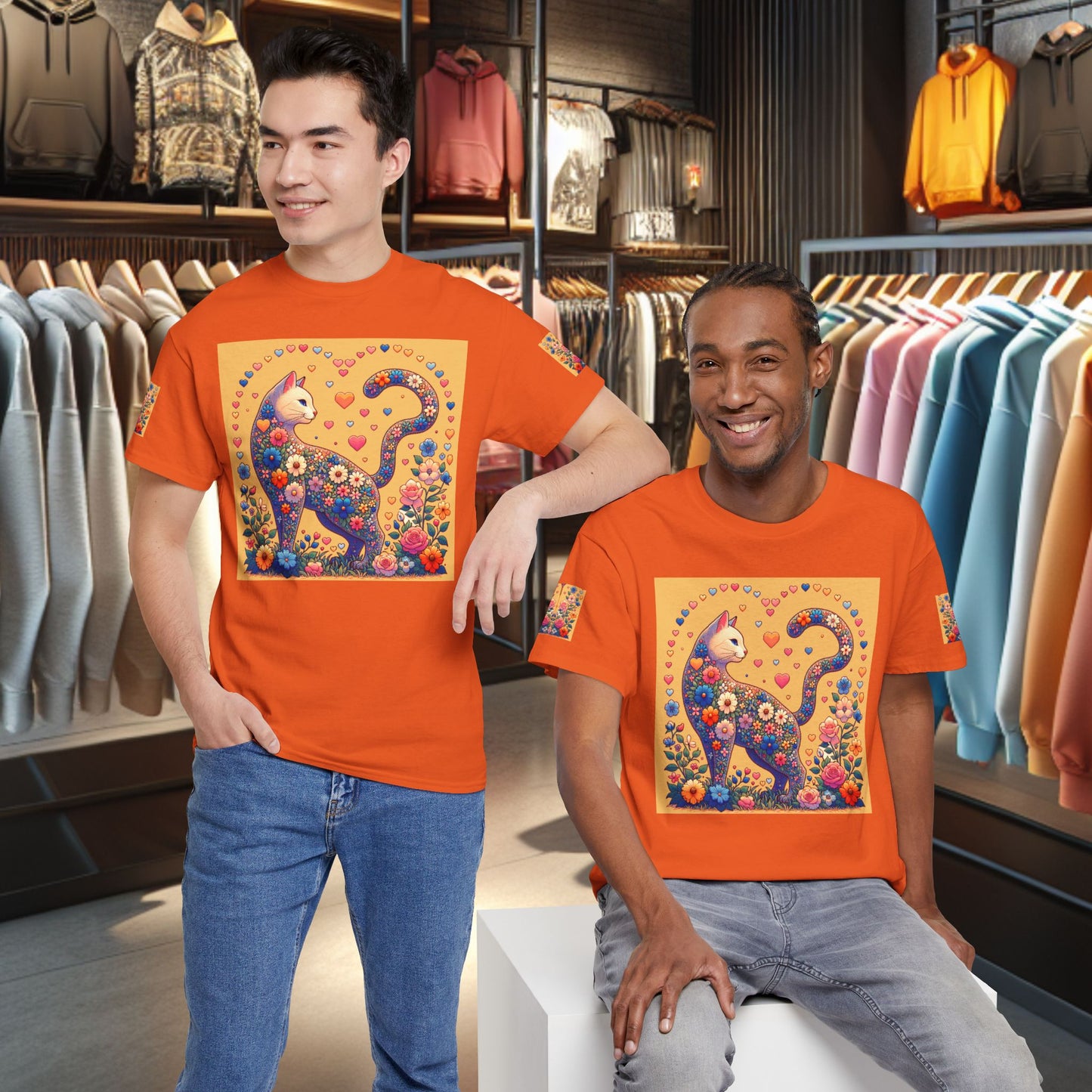 Loving Cat Flower Mozaic T-Shirt