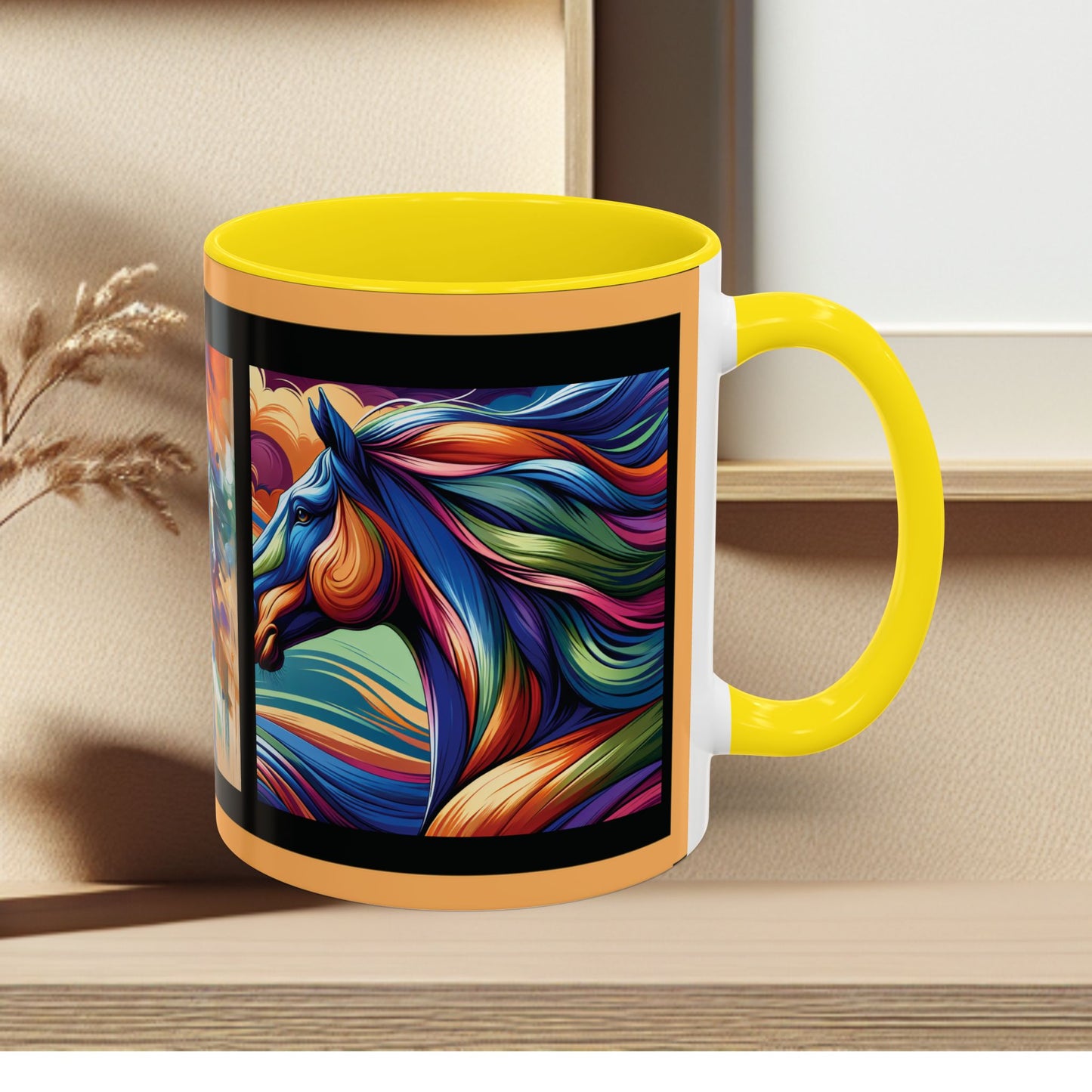 Mug Coffee Multi Color Horses 11oz 15oz