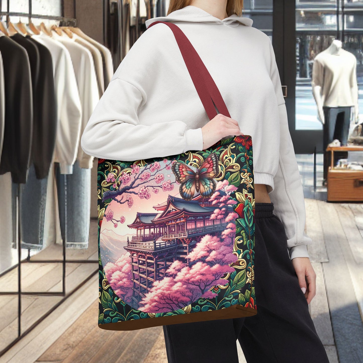 Sakura Butterfly Tote Bag