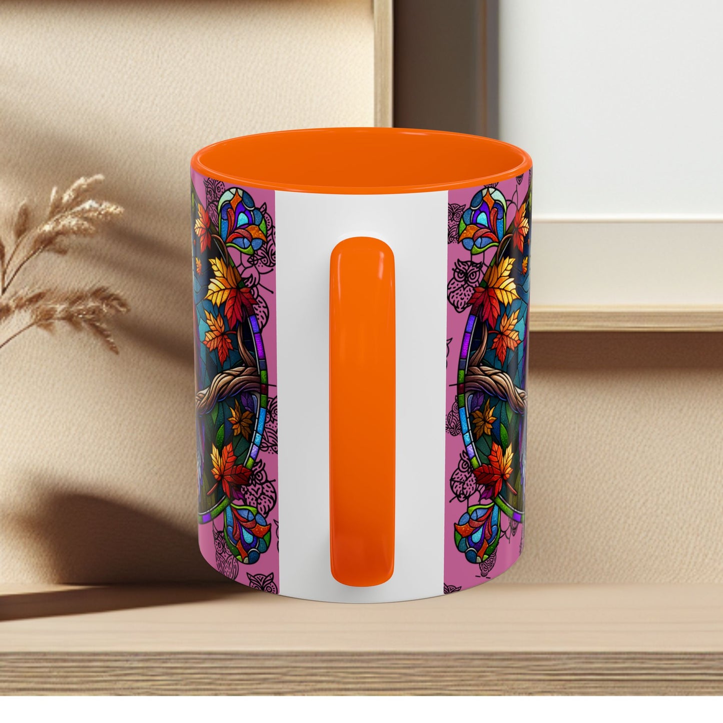 Coffee Mug -Colorful Stain Glass Owl Design