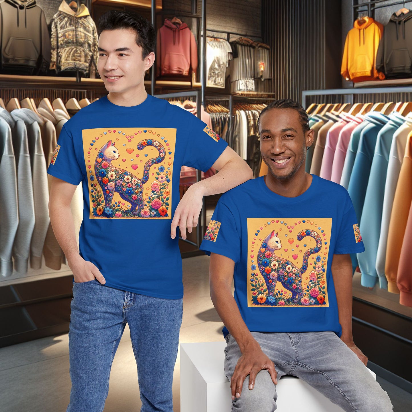 Loving Cat Flower Mozaic T-Shirt