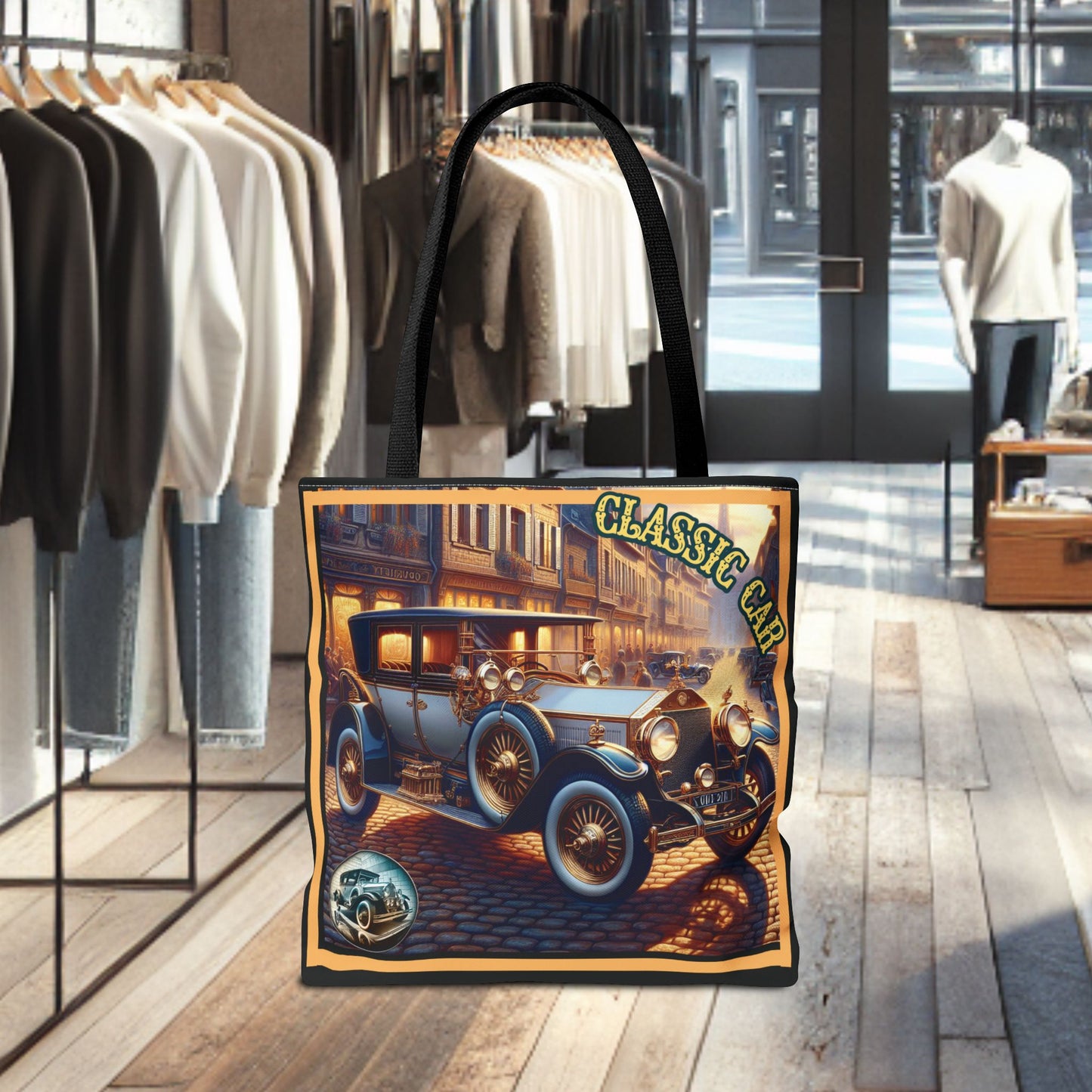 Tote Bag-Classic Car Blue Tote Bag -
